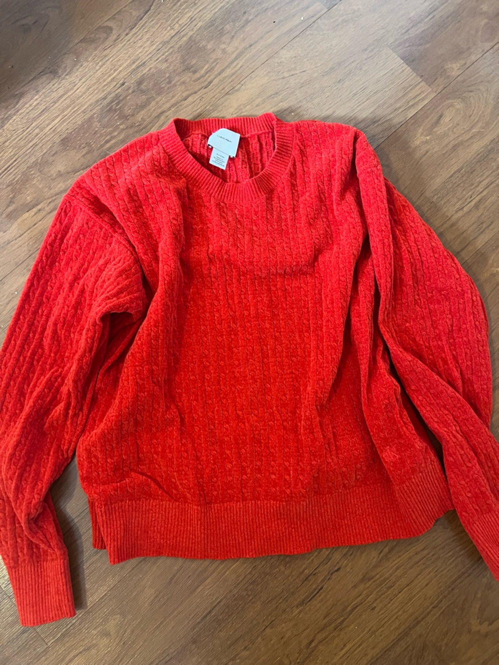 Calvin Klein Vibrant Red Textured Crewneck Sweater